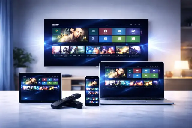 NIGMATV streaming on a smart TV, tablet, laptop and phone at once